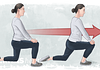Profile position of stating and end point of a kneeling lunge stretch